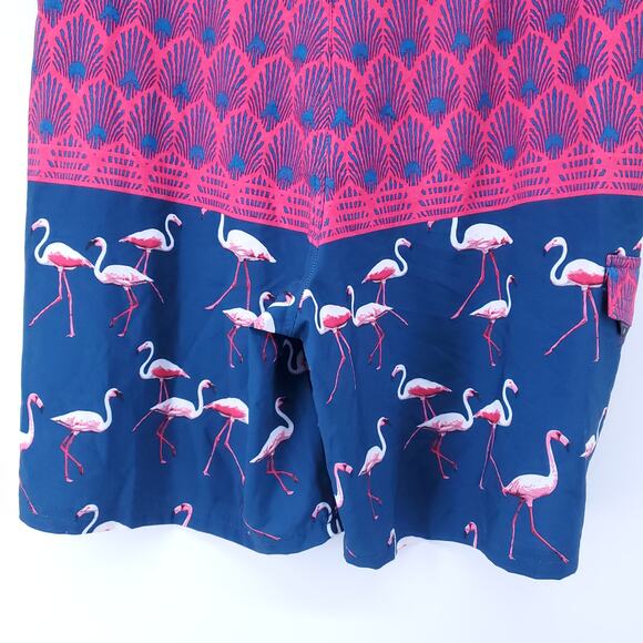 Ocean Current Mens Flamingo Colorblock Board Swim Short Side Pocket Tie Waist|38 - Picture 10 of 11